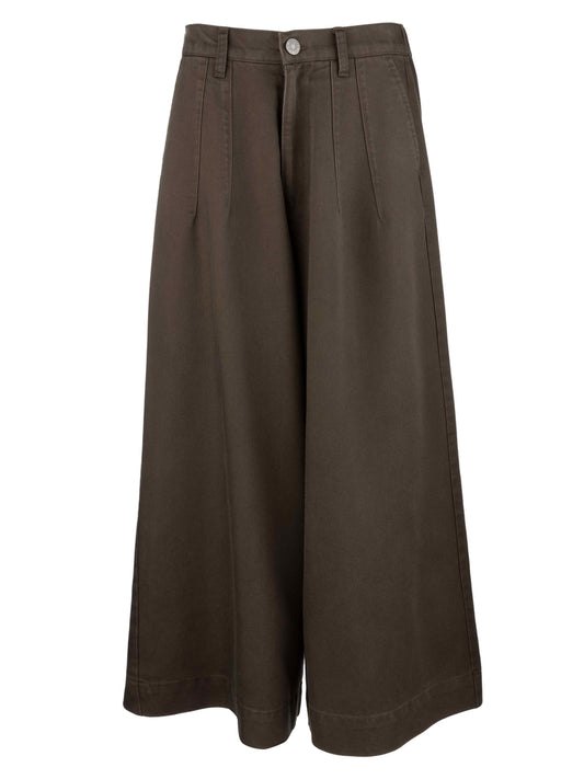 Brown wide-leg pants on a white background