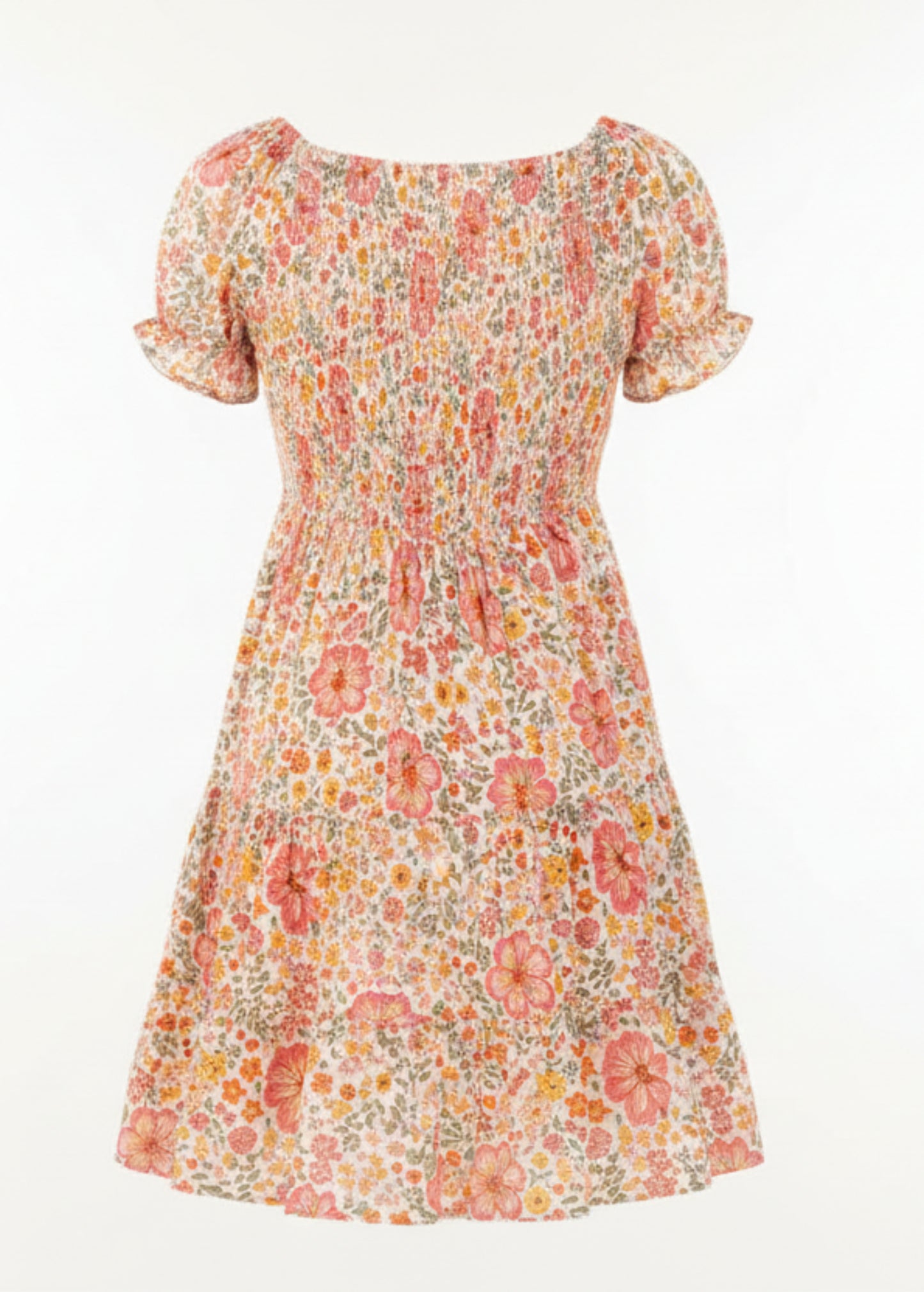 Woman in a floral short dress