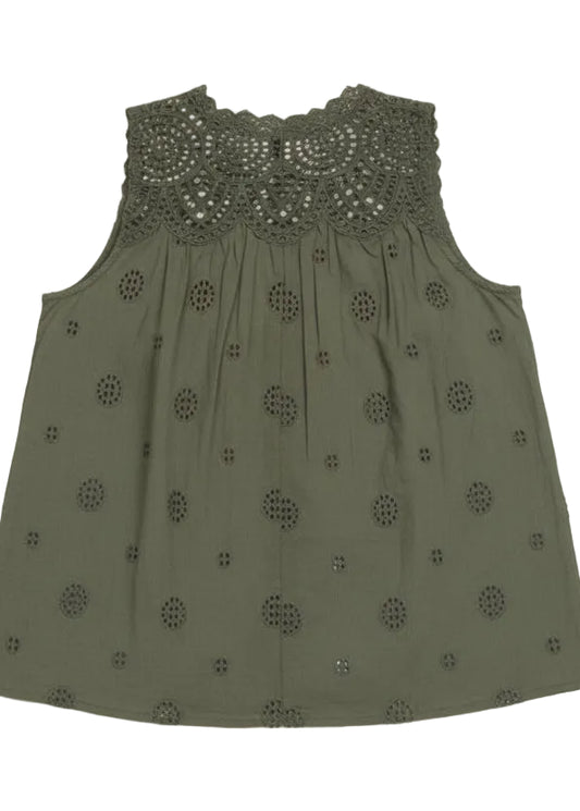 Back view of Eyelet Embroidered top