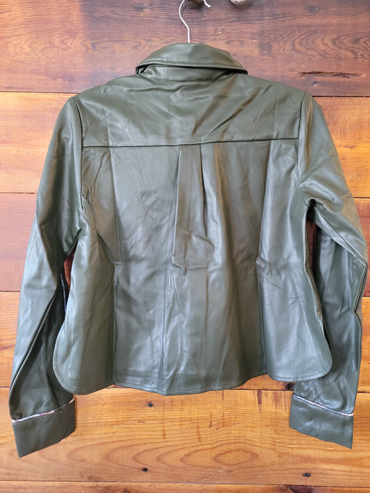 Green Faux Leather Jacket