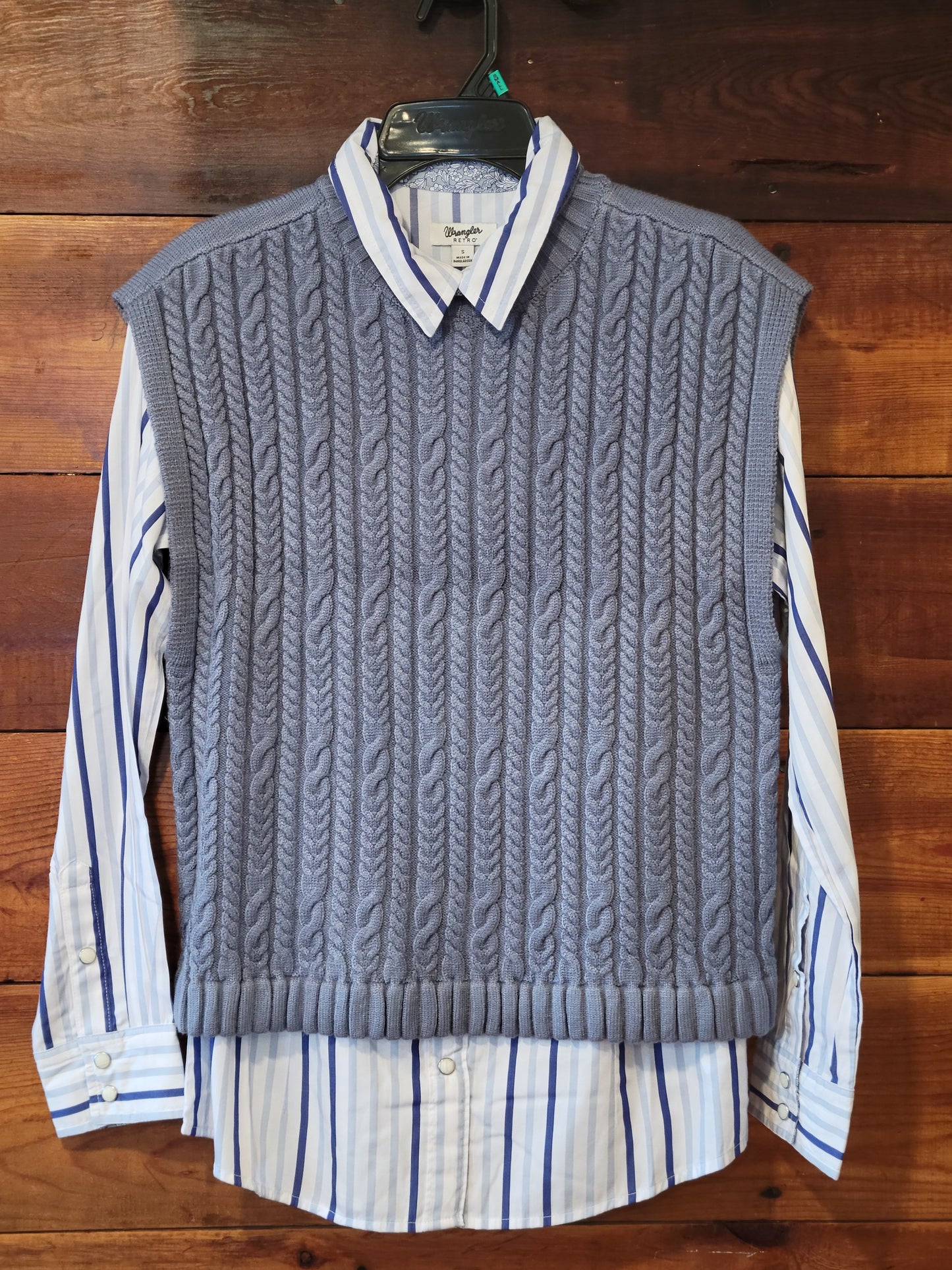 Blue Cable Knit Vest
