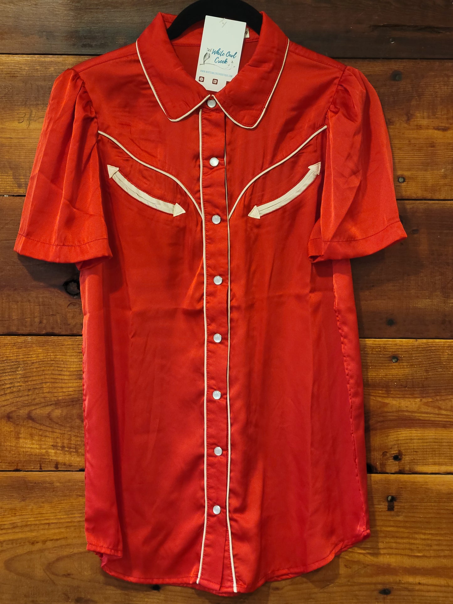 Red Satin Snap Shirt