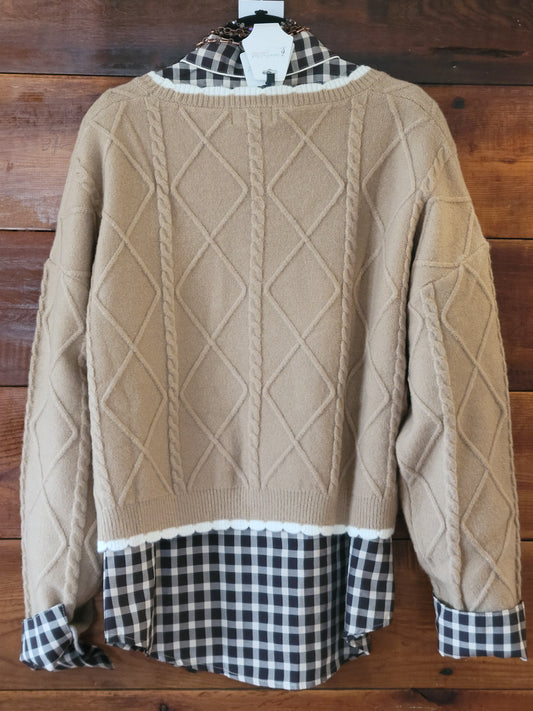 Diamond Cable Knit Cropped Sweater
