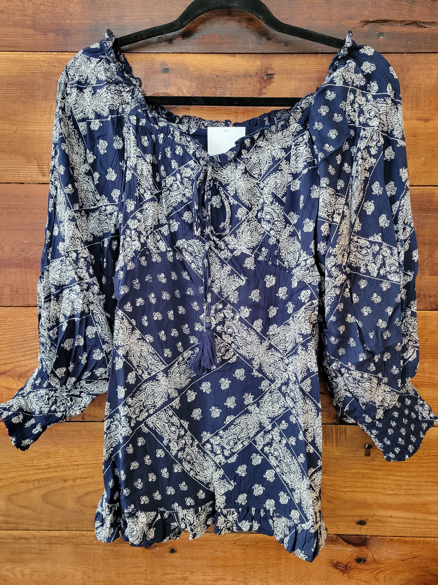 Navy Paisly Top
