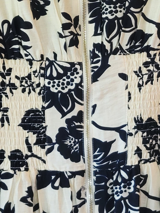 Navy Floral Zip Dress - White Owl Creek Boutique