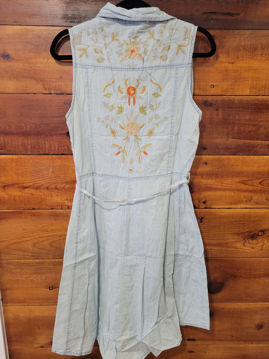 Embroidered Denim Dress