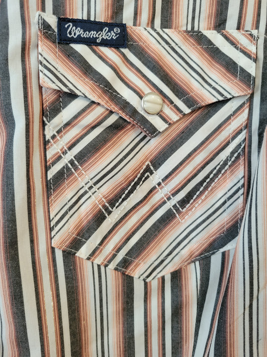 Wrangler Metallic Stripe Slim Western Snap Shirt