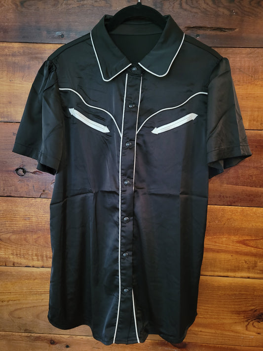 Black Satin Pearl Snap