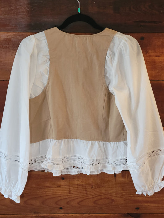 Button Front Layered Ruffle Hem Top - White Owl Creek Boutique