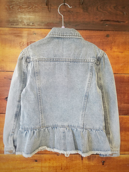Denim Ruffle Jacket - White Owl Creek Boutique