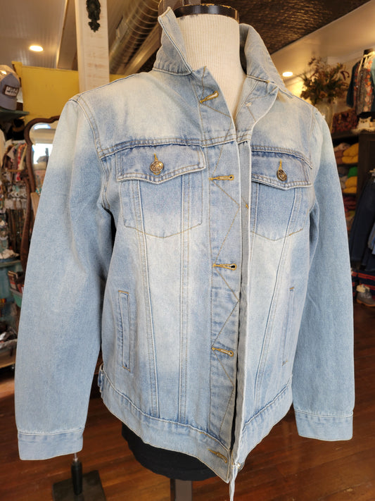 Embroidered Light Denim Jacket - White Owl Creek Boutique