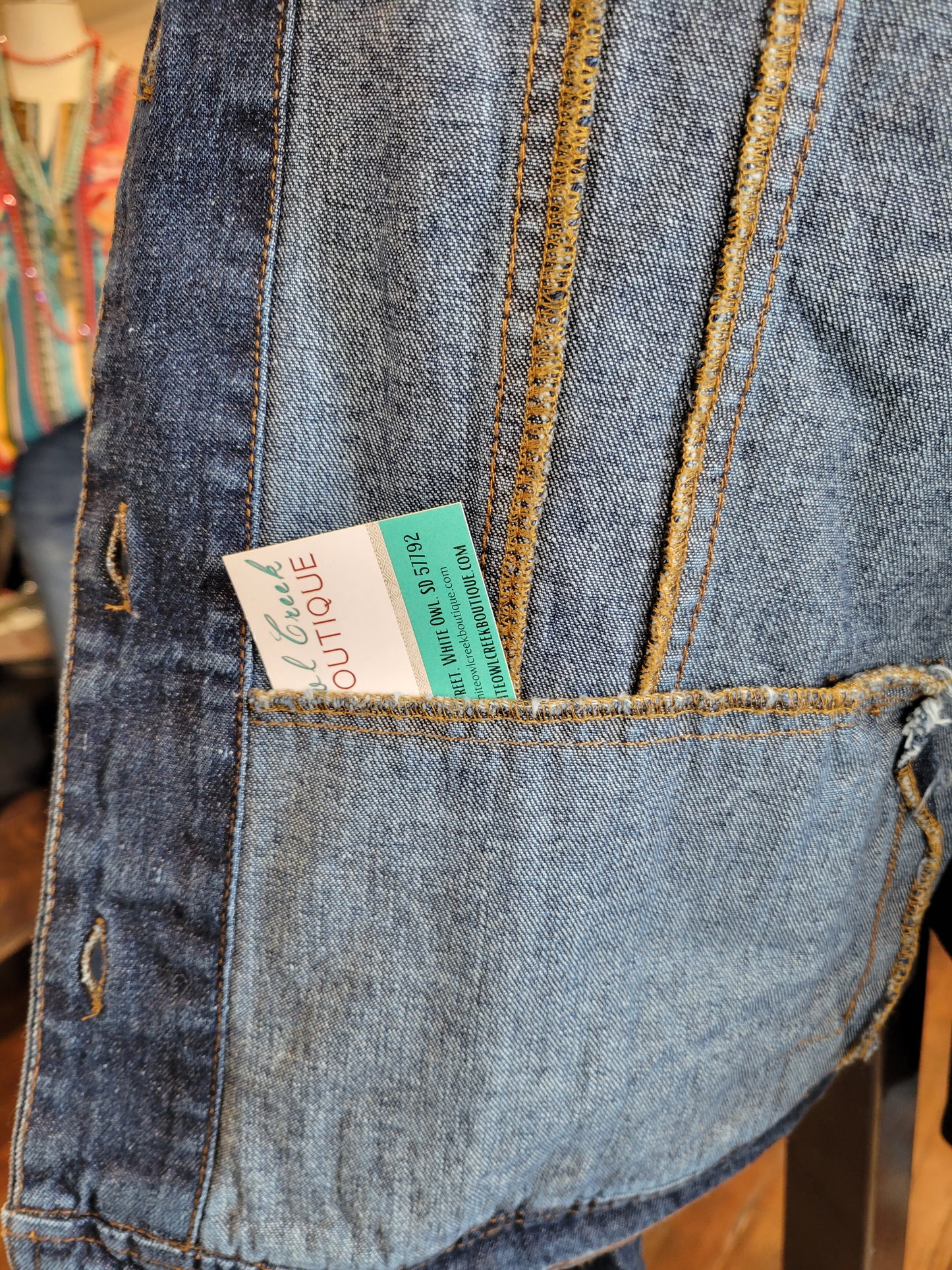 Embroidered Aztec Dark Denim Jacket - White Owl Creek Boutique