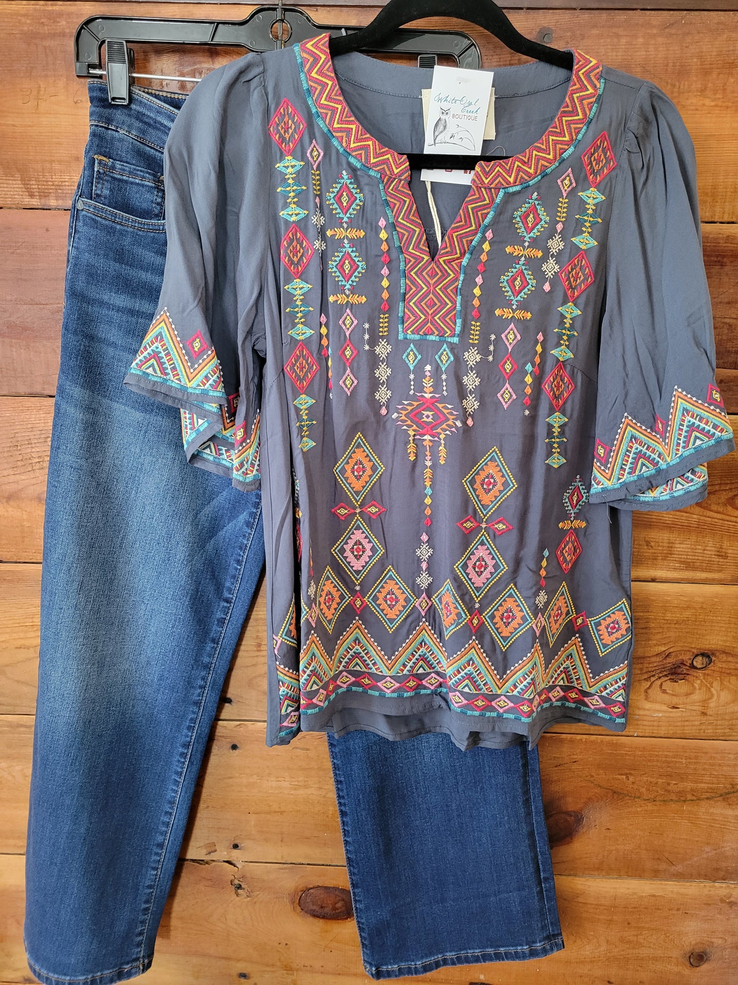 Southwest Embroidered Top - White Owl Creek Boutique