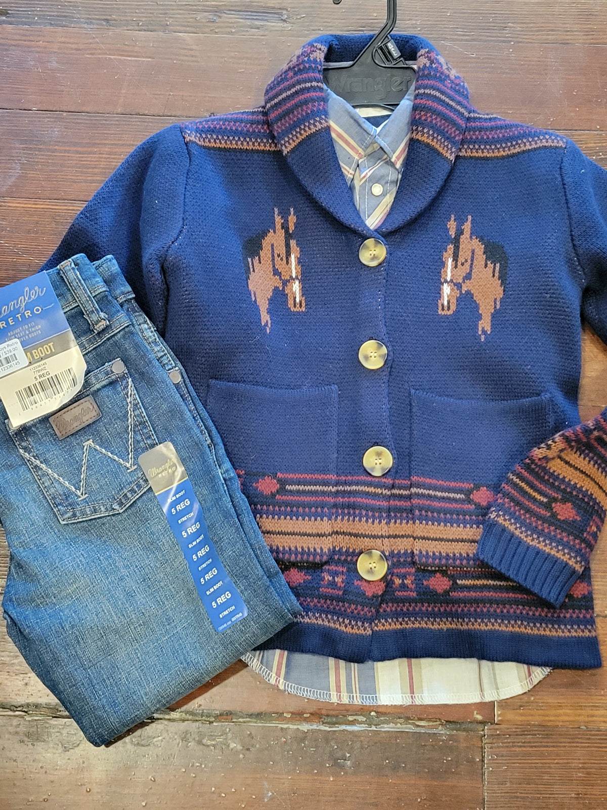 Vintage Horse-Kids Cardi - White Owl Creek Boutique