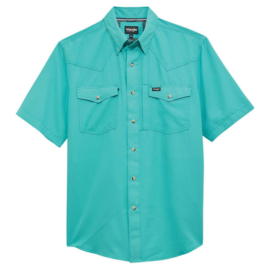ATG -x- Wrangler® Short Sleeve Western Performance Shirt - Latigo Bay Solid - White Owl Creek Boutique
