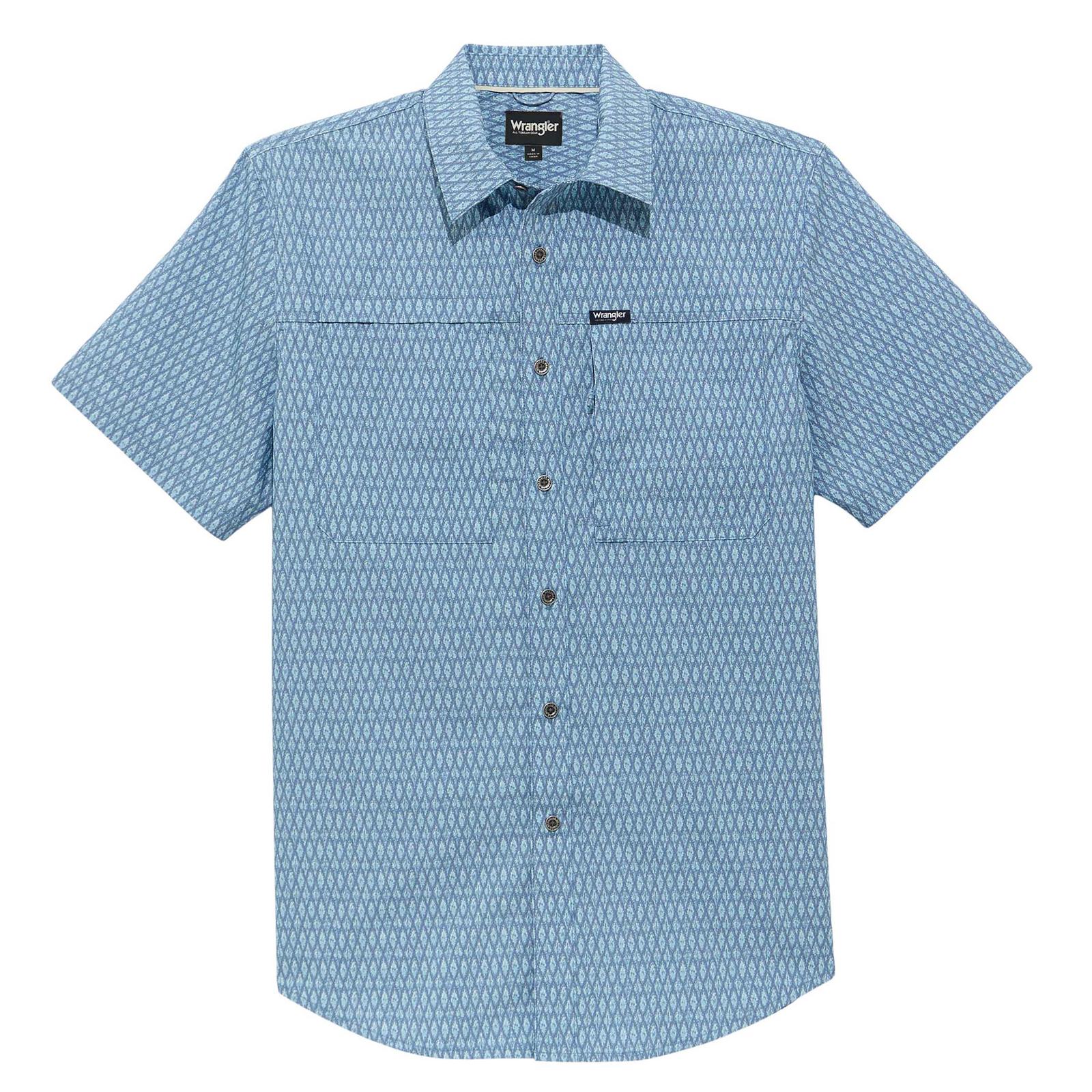 ATG -x- Wrangler® Short Sleeve Hike to Fish Shirt - Ditsy Ombre Ikat Blue - 112375142 - White Owl Creek Boutique