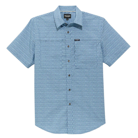 ATG -x- Wrangler® Short Sleeve Hike to Fish Shirt - Ditsy Ombre Ikat Blue - 112375142 - White Owl Creek Boutique
