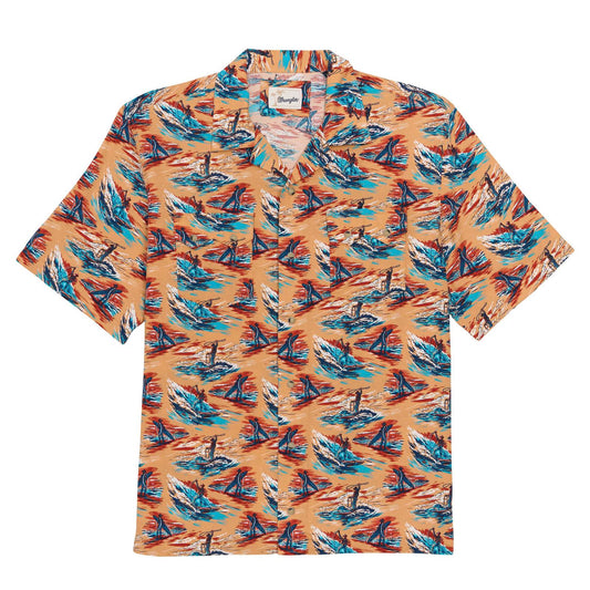 Wrangler® Coconut Cowboy Short Sleeve Shirts - Snaps - Orange Multi - 112378980 - White Owl Creek Boutique