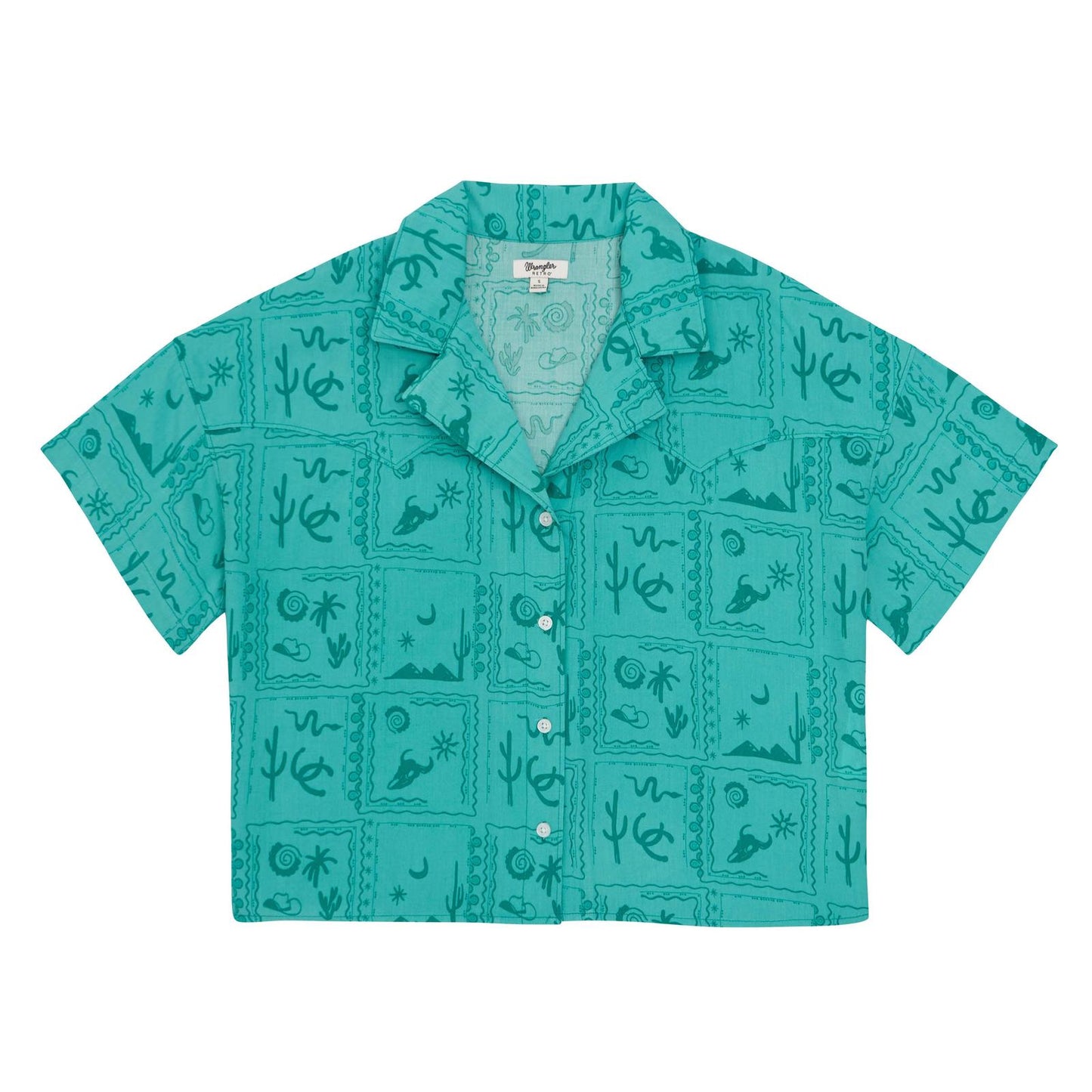 Wrangler Retro® Punchy Camp Shirt - Green - White Owl Creek Boutique