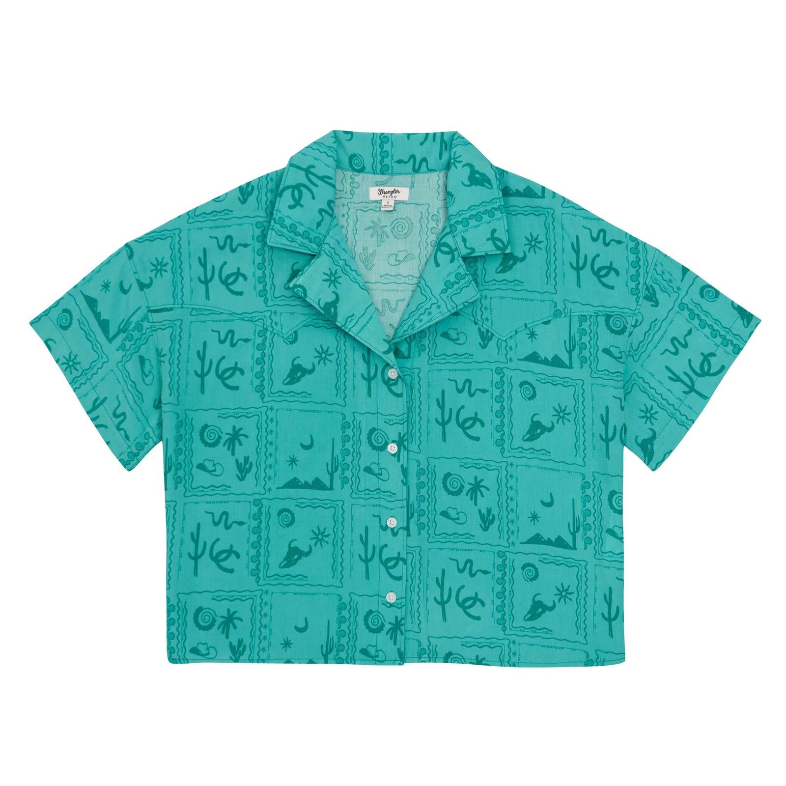 Wrangler Retro® Punchy Camp Shirt - Green - White Owl Creek Boutique