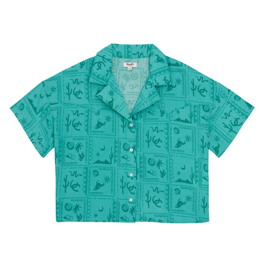 Wrangler Retro® Punchy Camp Shirt - Green - White Owl Creek Boutique