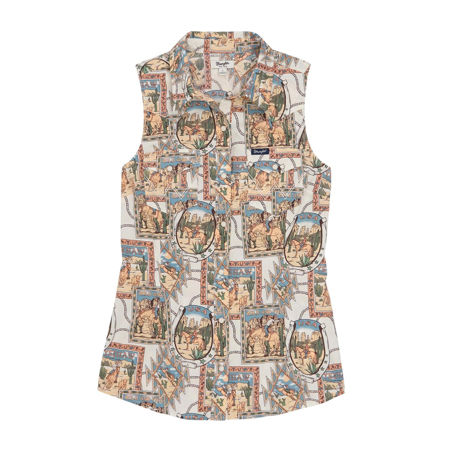 Wrangler Retro® Vintage Sleeveless Snap Shirt - White Owl Creek Boutique