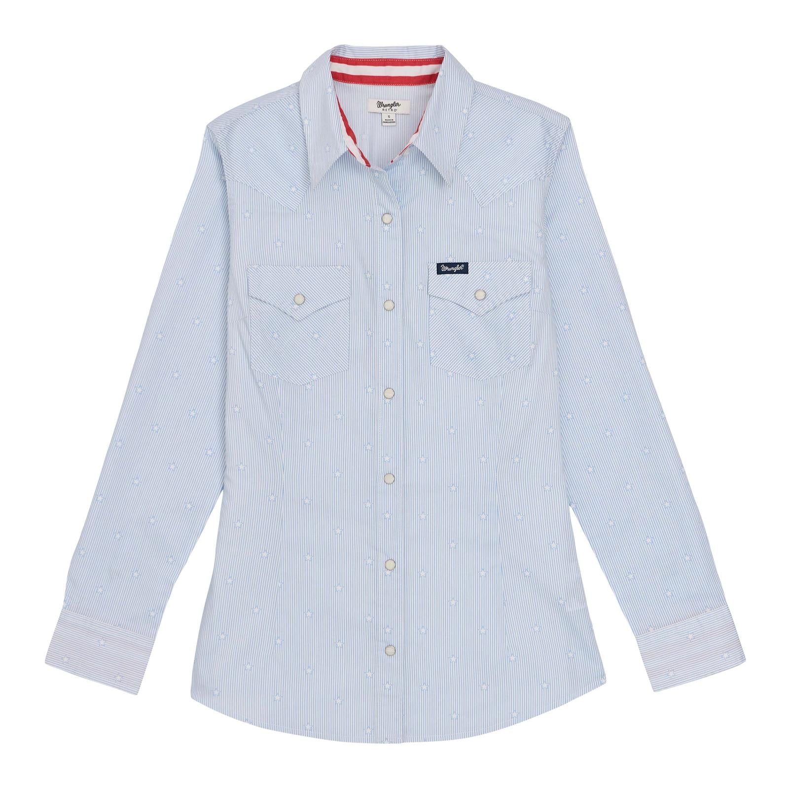 Wrangler Retro® Western Dress Snap Shirt - Blue - White Owl Creek Boutique