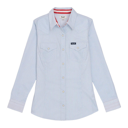 Wrangler Retro® Western Dress Snap Shirt - Blue - White Owl Creek Boutique