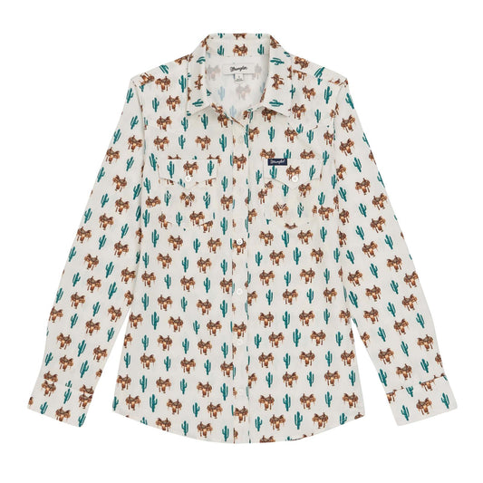 Wrangler® Performance Aria Shirt - Cream - White Owl Creek Boutique