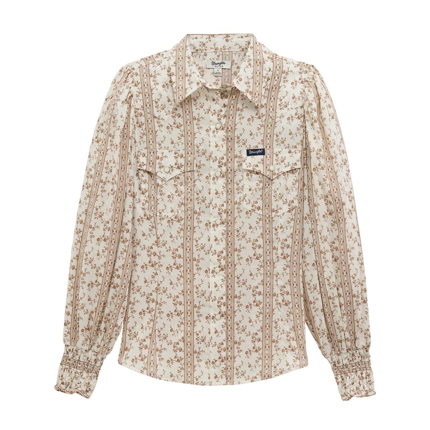 Wrangler Retro® Americana Puff Sleeve Blouse Tan