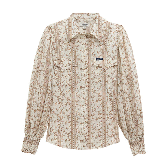 Wrangler Retro® Americana Puff Sleeve Blouse Tan