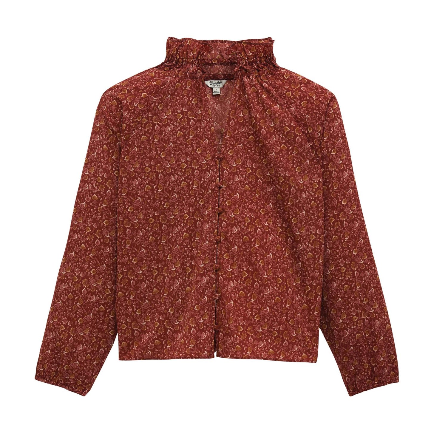 Wrangler Retro® Americana Ruffle Blouse - Burgundy
