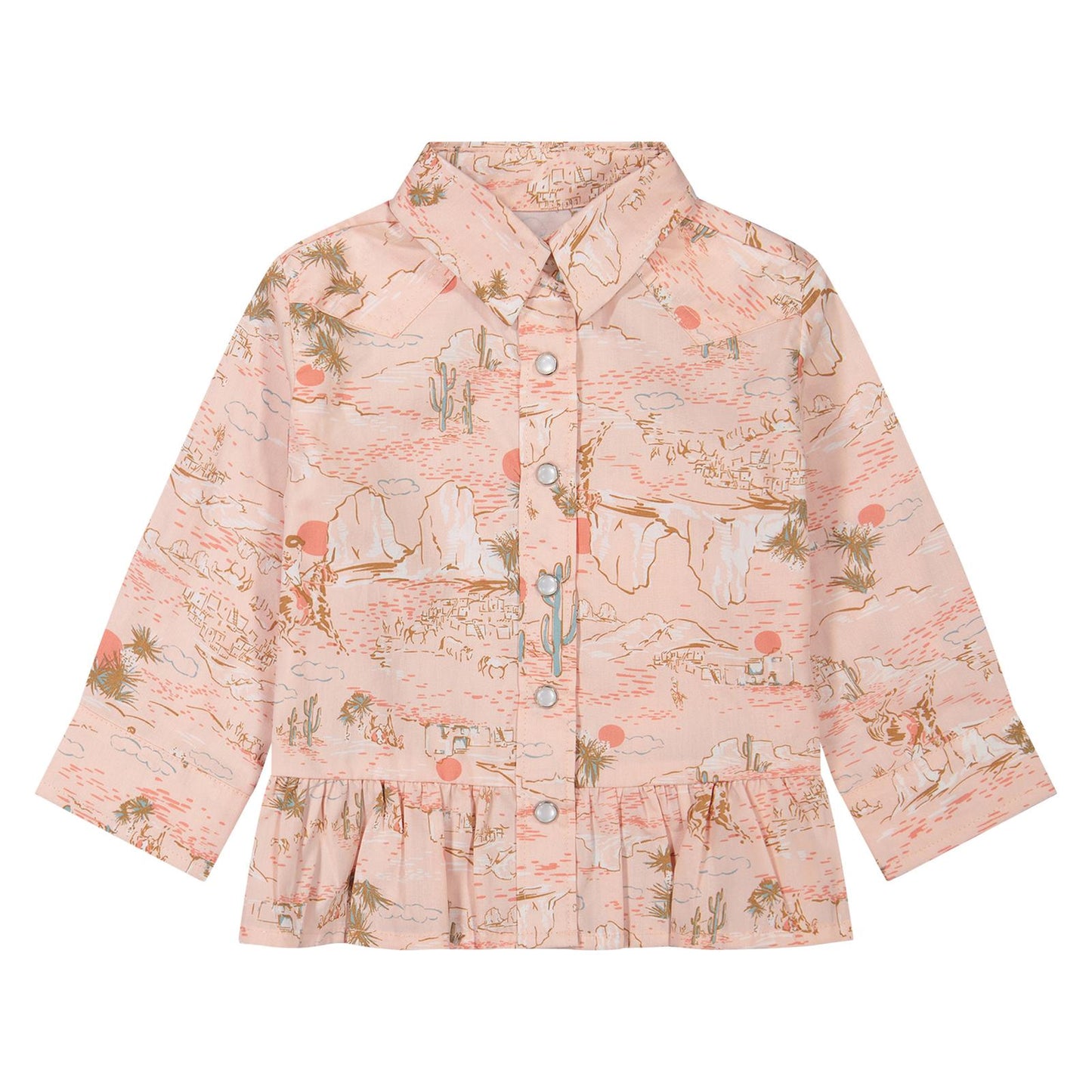 Wrangler® Baby Girl Long Sleeve Snap Ruffle Shirt