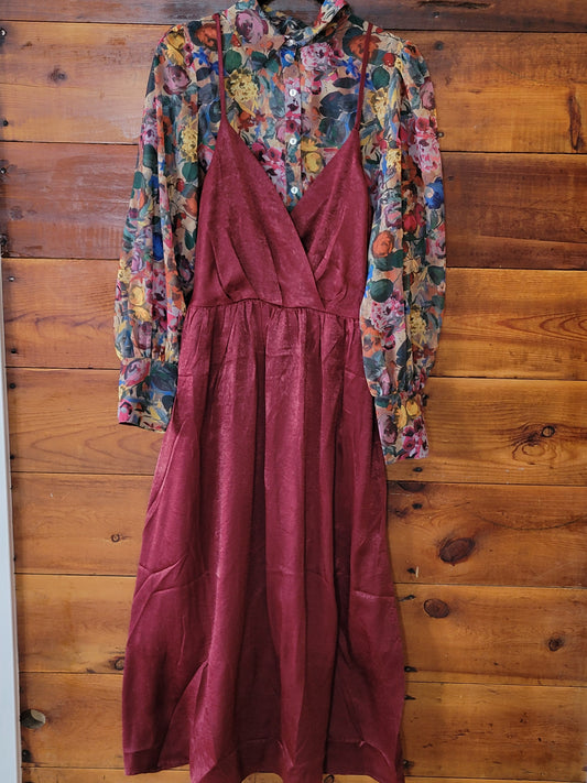 Crushed Satin Strap Dress