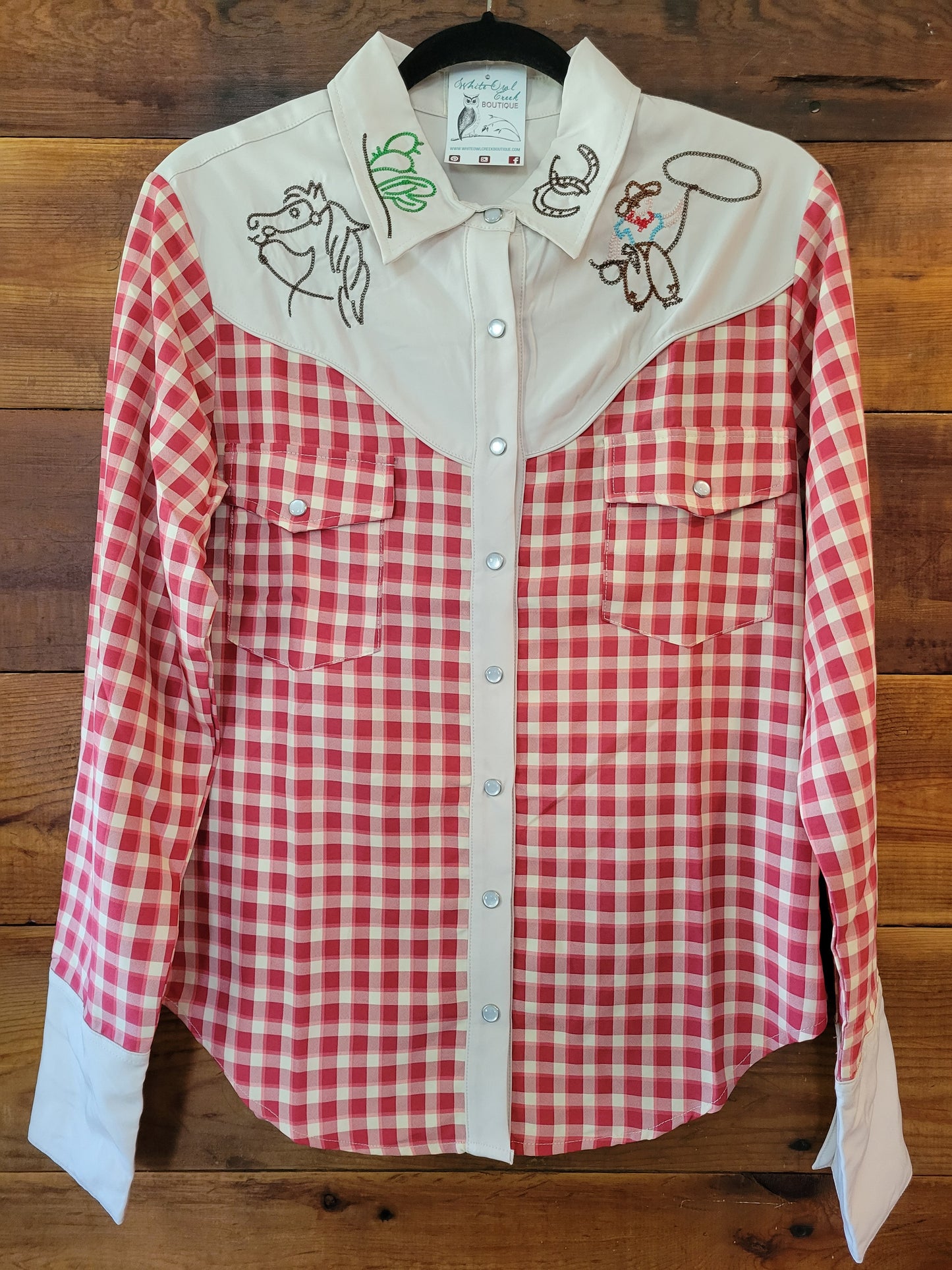 Gingham Embroidery Cowboy