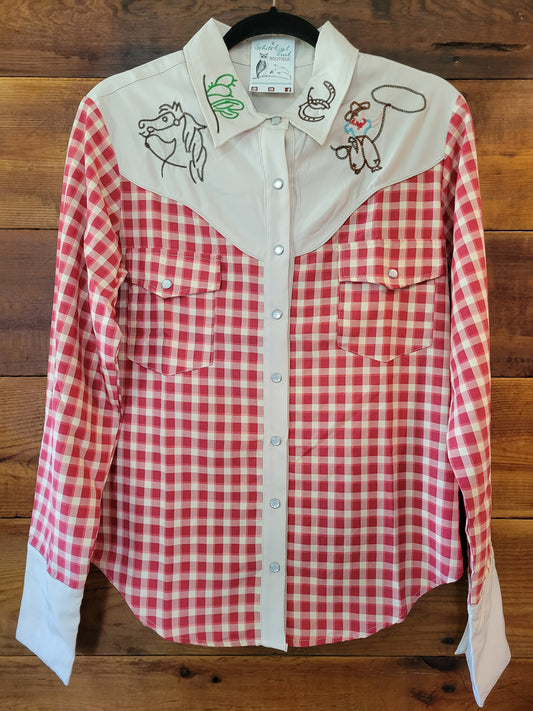 Gingham Embroidery Cowboy