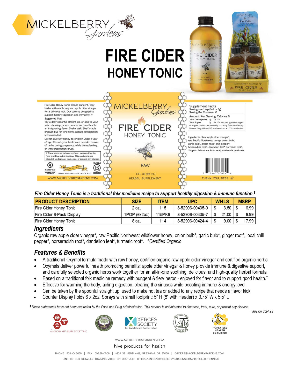 Fire Cider Honey Tonic - White Owl Creek Boutique