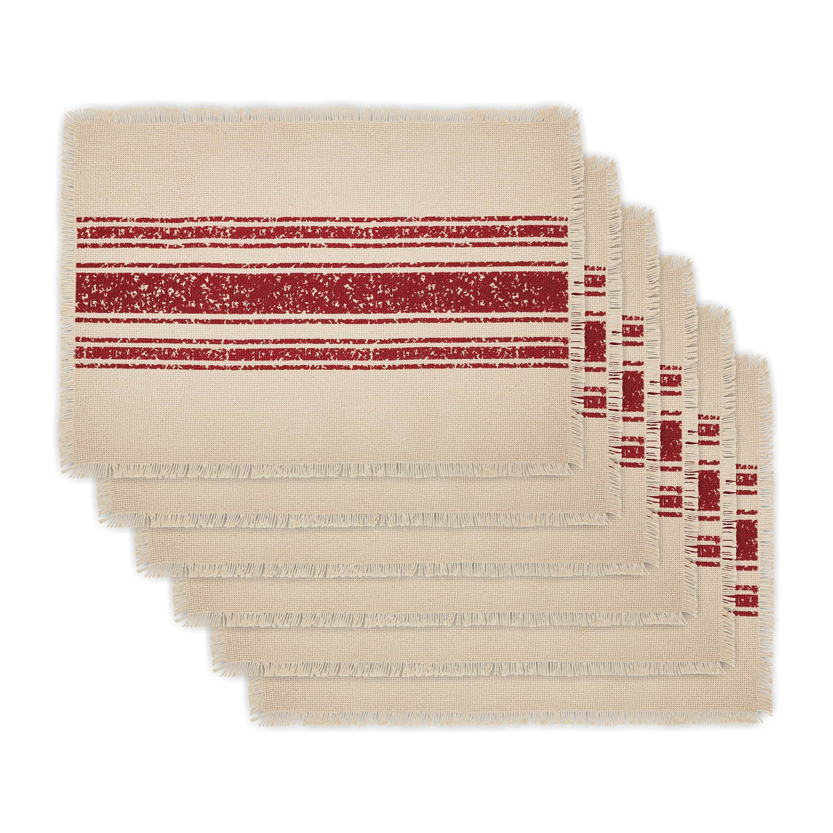 Yuletide Burlap Red Stripe Placemat Set of 4 13x19