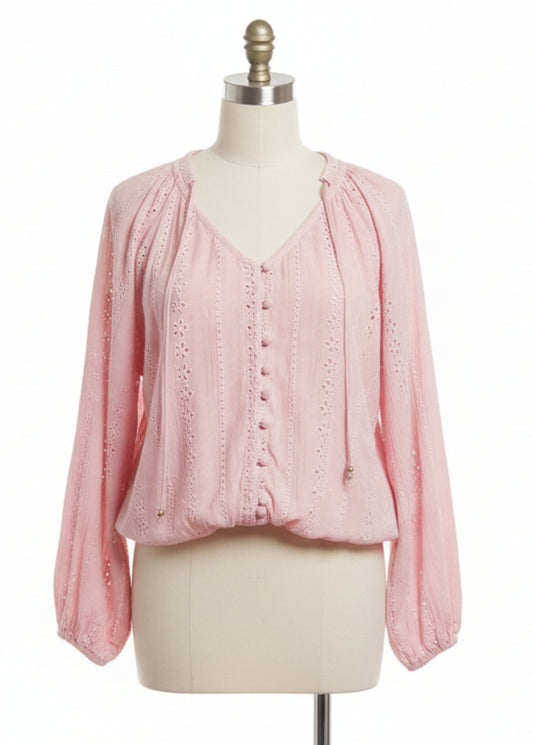 Sweet Eyelet Top in pink