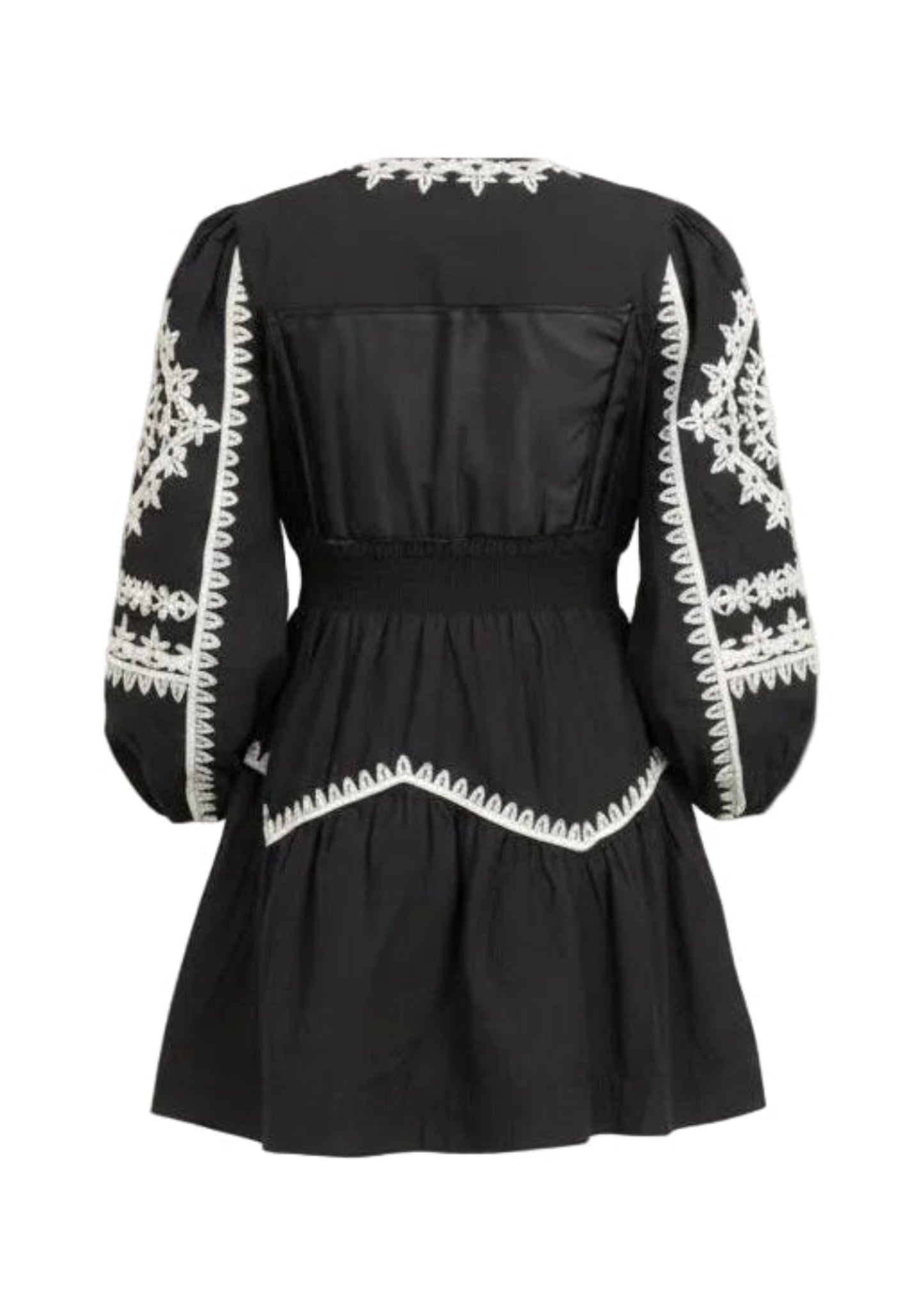 Back View of Embroidered Short Dress