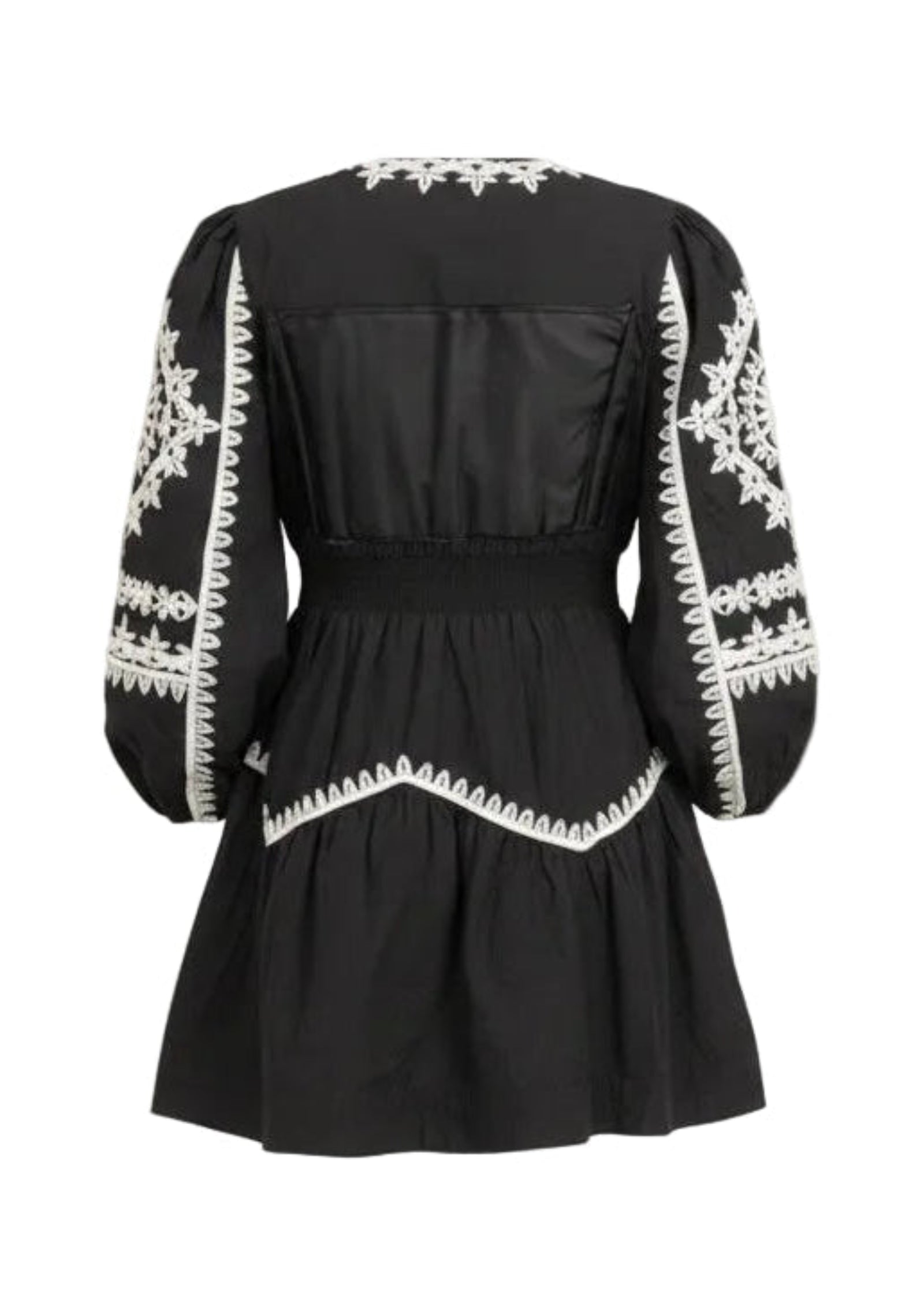 Back View of Embroidered Short Dress