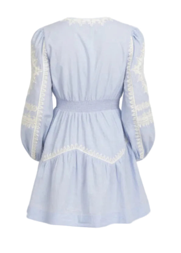 Back view of Sky Embroidered Short Dress