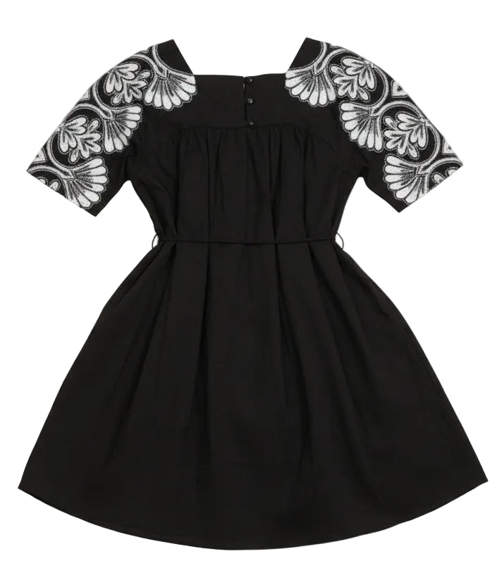 Back view of Black Short Applique dress