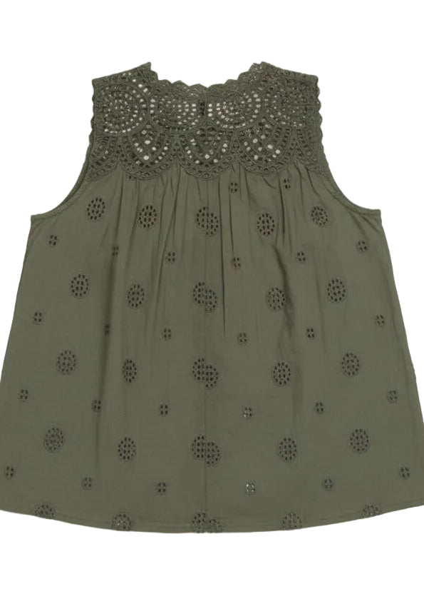 Back view of Eyelet Embroidered top