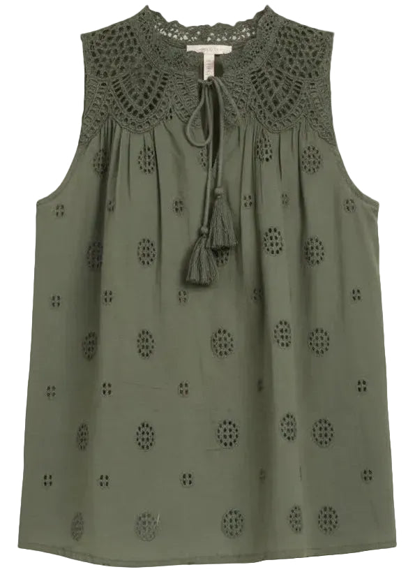 Front View of Eyelet Embroidered top