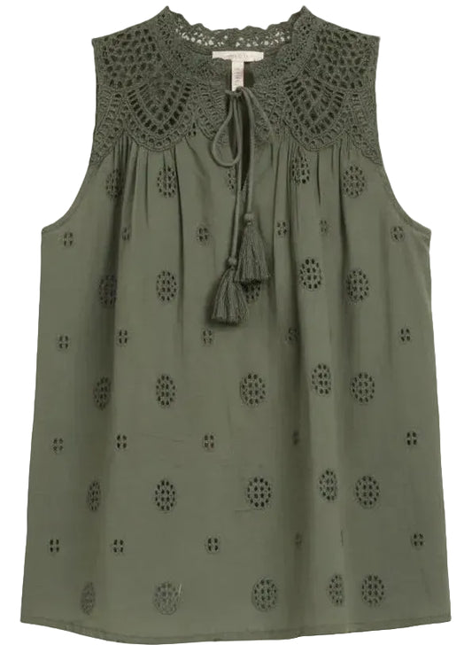 Front View of Eyelet Embroidered top