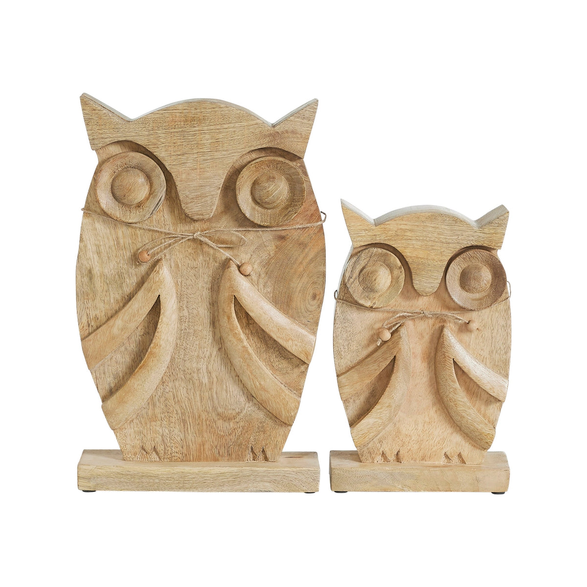 Carved Mango Wood Owl Figurine