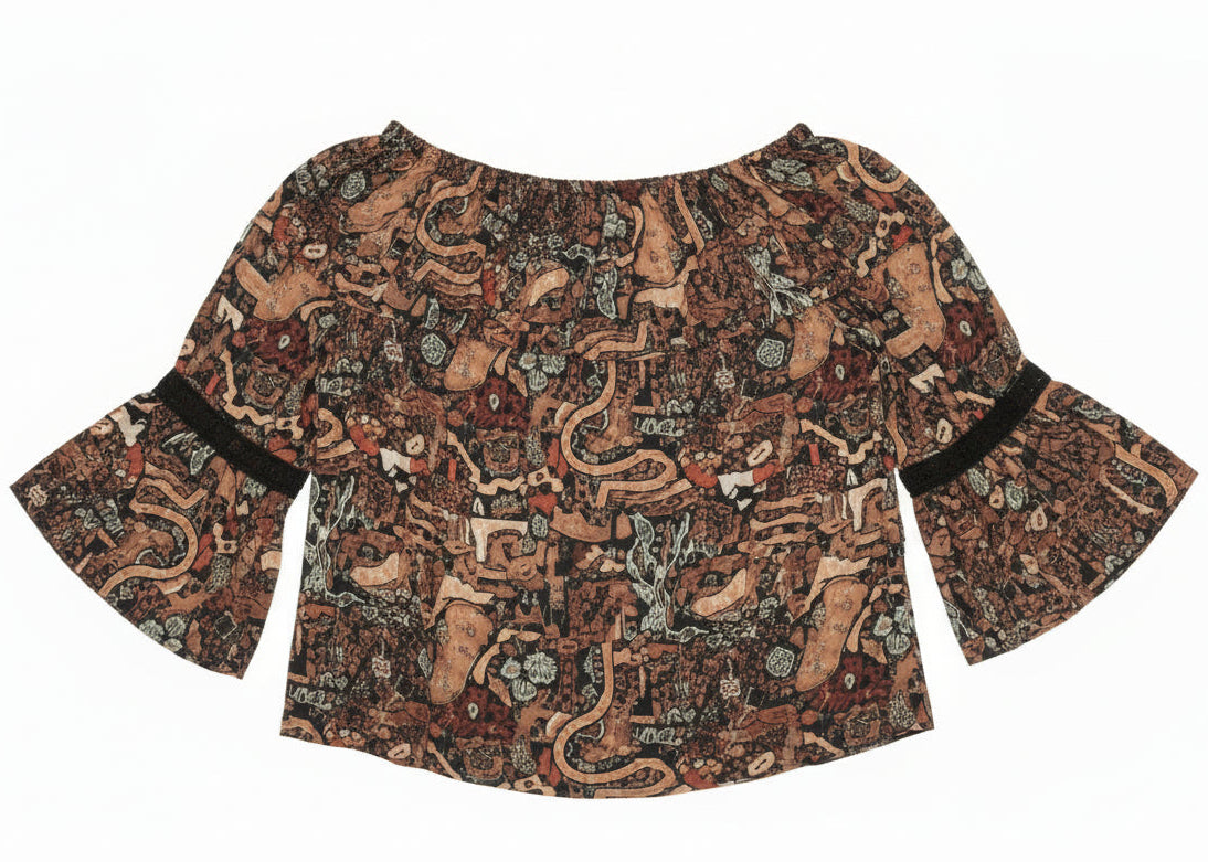 Bell Sleeve Cowboy Print Top