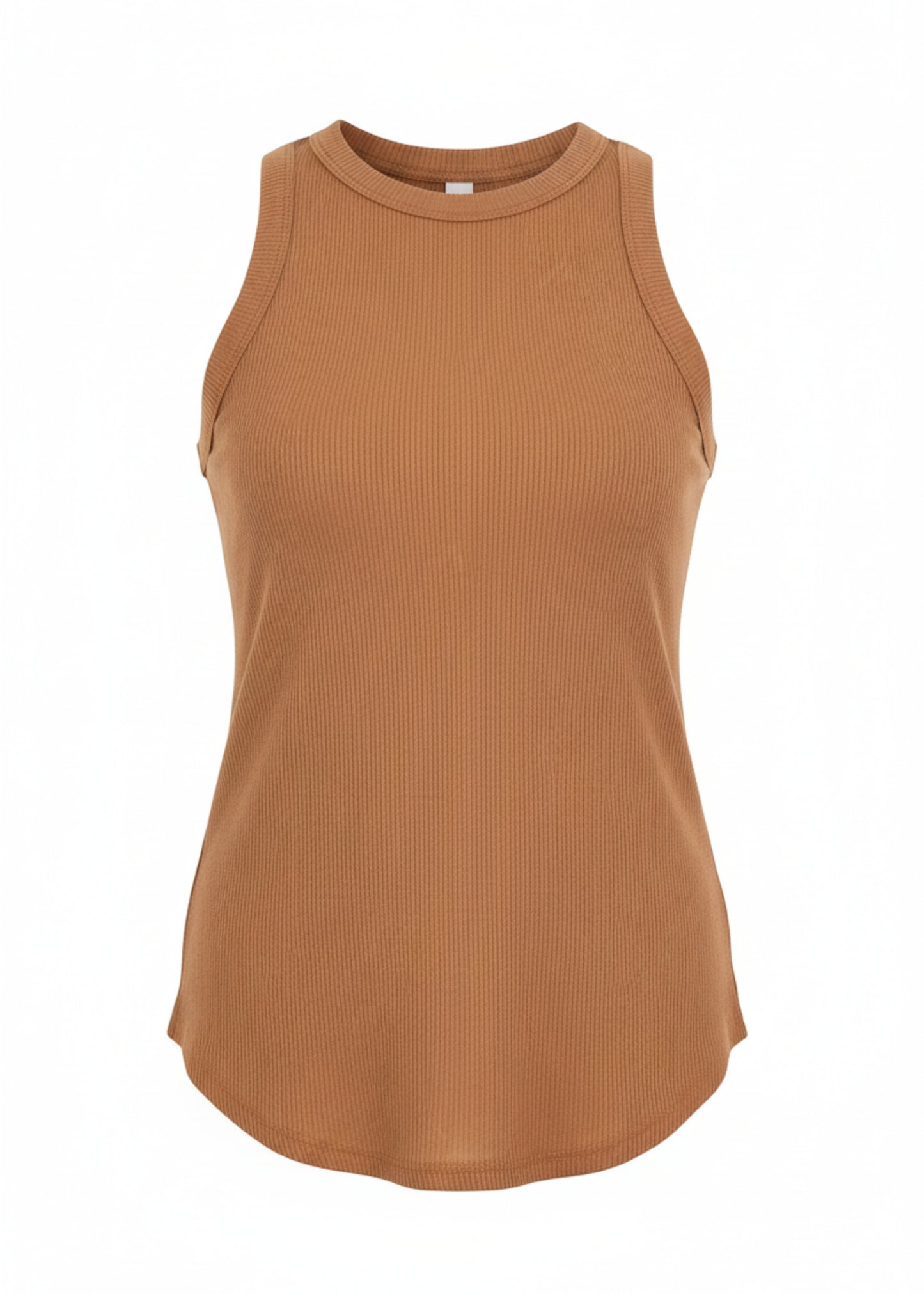 a brown sleeveless top 