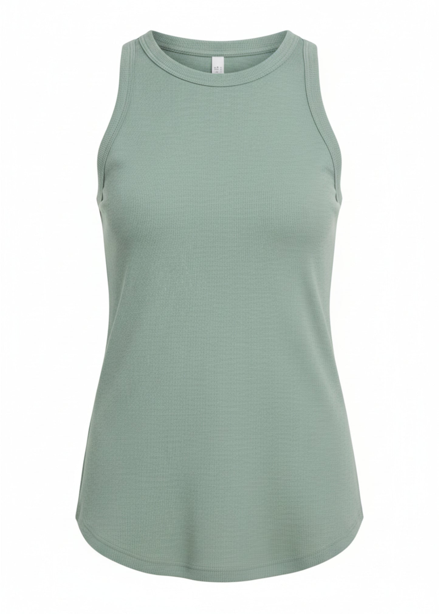  a green sleeveless top 